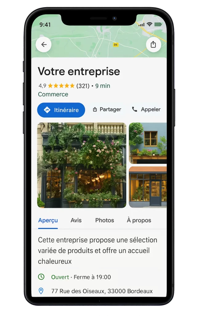 Exemple de fiche Google Business Profile