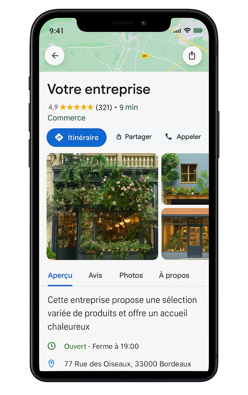 Exemple de fiche Google Business Profile optimisée